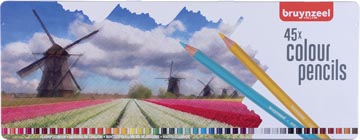 [6312902] Bruynzeel crayons de couleur 'moulin' boîte de 45 crayons en couleurs assorties