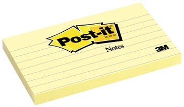[635M] Post-it notes, ft 76 x 127 mm, jaune, ligné, bloc de 100 feuilles