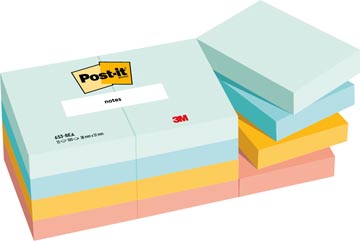 [65312BS] Post-it notes, beachside colour collection, ft 38 x 51 mm, 100 feuilles, paquet de 12 blocs