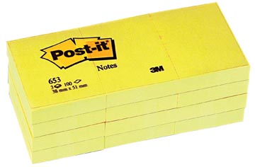 [653M] Post-it notes, ft 38 x 51 mm, jaune, bloc de 100 feuilles