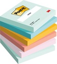Post-it notes, beachside colour collection, ft 76 x 76 mm, 100 feuilles, paquet de 6 blocs