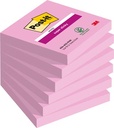Post-it super sticky notes, 90 feuilles, ft 76 x 76 mm, paquet de 6 blocs, rose (tropical pink)