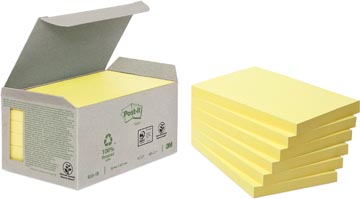 [6551BR] Post-it recycled notes, 100 feuilles, ft 76 x 127 mm, jaune, paquet de 6 blocs