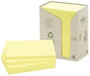 Post-it recycled notes, 100 feuilles, ft 76 x 127 mm, jaune, paquet de 16 blocs