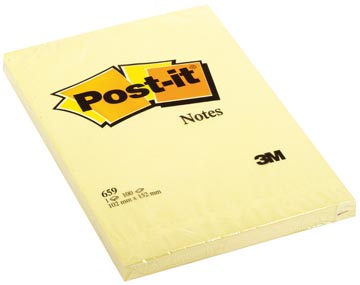 [659M] Post-it notes, ft 102 x 152 mm, jaune, bloc de 100 feuilles