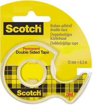 [665-6] Scotch ruban adhésif, double-face, ft 12 mm x 6,3 m + dérouleur
