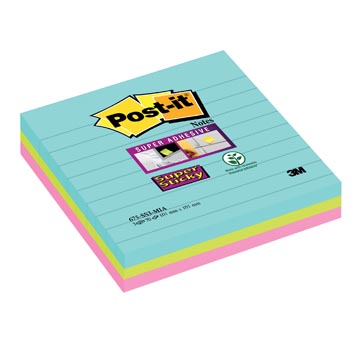 [675SSMI] Post-it super sticky notes xl cosmic, 70 feuilles, ft 101 x 101 mm, ligné, couleurs assorties, paquet de