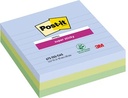 Post-it super sticky notes xl oasis, 70 feuilles, ft 101 x 101 mm, ligné, couleurs assorties, paquet de 3