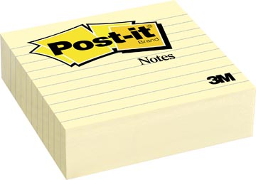 [675YL] Post-it notes, ft 101 x 101 mm, jaune, ligné, bloc de 300 feuilles