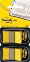 Post-it index standard, ft 25,4 x 43,2 mm, dévidoir avec 2 x 50 cavaliers, jaune