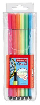 [6806-1] Stabilo pen 68 neon, étui de 6 feutres en couleurs assorties