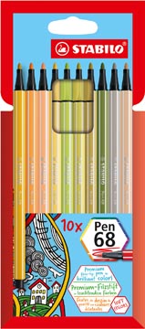 [681022] Stabilo pen 68 feutre, étui en carton de 10 pièces en couleurs douces assorties