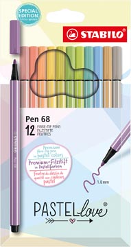 [6812-7-7] Stabilo pen 68 feutre, pastel, étui de 12 pièces, assorti