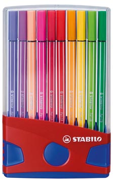 [6820031] Stabilo pen 68 brush, colorparade, boîte rouge-bleu, 20 pièces en couleurs assorties