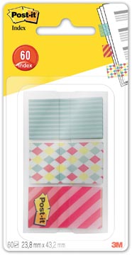 [682CAN5] Post-it index smal candy pour ft 23,8 x 43,2 mm, 3 x 20 onglets