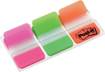 [686-PGO] Post-it index strong, ft 25,4 x 38 mm, set de 3 couleurs (rose, vert et orange), 22 cavaliers par couleur