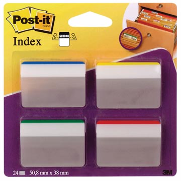 [686A1] Post-it index strong, ft 50,8 x 38 mm, pour dos susp set de 24 cavaliers, 4 couleurs, 6 cavaliers par cou