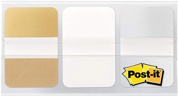 [686MET] Post-it index strong metallic, ft 25,4 x 38 mm, set de 3 couleurs (or, blanc et argent)