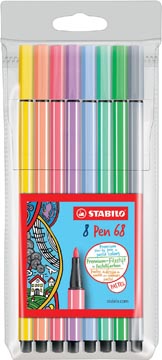 [6880010] Stabilo pen 68 pastelparade viltstift, étui de 8 pièces en couleurs assorties