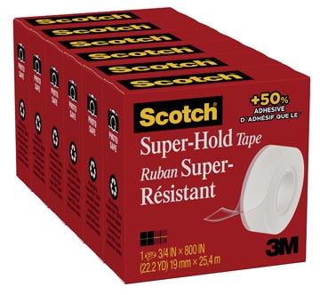 [700S] Scotch ruban adhésif super hold, ft 19 mm x 25,4 m, paquet de 6 rouleaux