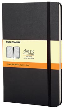 [701009] Moleskine carnet de notes, ft 9 x 14 cm, ligné, couverture solide, 192 pages, noir