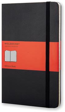 [701658] Moleskine carnet d'adresse, ft 13 x 21 cm, ligné, couverture solide, 240 pages, noir