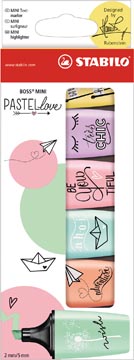 [70629] Stabilo boss mini pastellove surligneur, boîte de 6 pièces en couleurs pastels assorties
