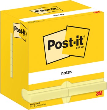 [7129164] Post-it notes, 100 feuilles, ft 76 x 127 mm, jaune, ligné, paquet de 12 blocs
