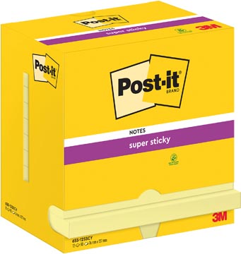 [7129175] Post-it super sticky notes, 90 feuilles, ft 76 x 127 mm, jaune, paquet de 12 blocs