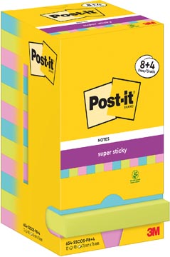 [7129185] Post-it super sticky notes cosmic, 90 feuilles, ft 76 x 76 mm, 8 + 4 gratuit