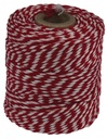 Ficelle de coton, rouge-blanc, bobine de 50 g, environs 55 m