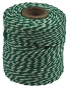 Ficelle de coton, vert-blanc, bobine de 50 g, environs 55 m