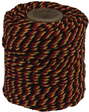 [72010] Ficelle de coton, noir-jaune-rouge, bobine de 50 g, environs 35 m