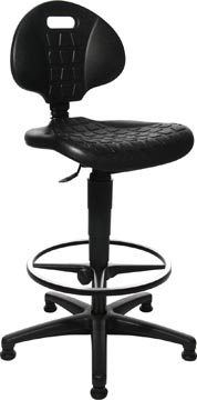 [720PUOT] Topstar tabouret tec 20, avec anneau repose-pieds chromé, avec patins, noir