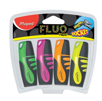 [742777] Maped surligneur fluo'peps pocket soft étui de 4 pièces