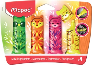 [743677] Maped surligneur fluo'peps mini friends, étui de 4 pièces