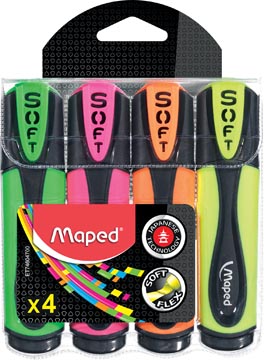 [746047] Maped fluo'peps surligneur soft, blister de 4 pièces en couleurs assorties