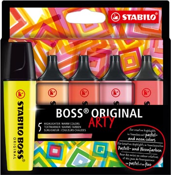 [70/5-02-1-20] Stabilo boss original surligneur arty, étui en carton de 5 pièces en couleurs assorties