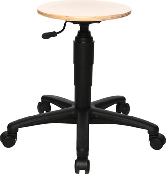 [760H01] Topstar tabouret tec 60, sans anneau repose-pieds, avec roues, en bois