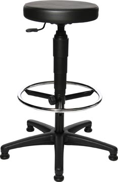 [770D10T] Topstar tabouret tec 70, avec anneau repose-pieds chromé, avec patins, noir