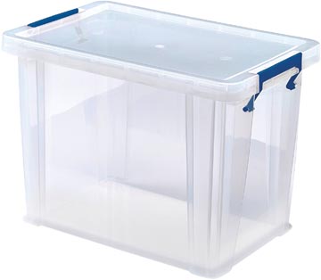 [7730501] Bankers box boîte de rangement 18,5 litres, transparent avec poignées bleues, emballée individ. en carton