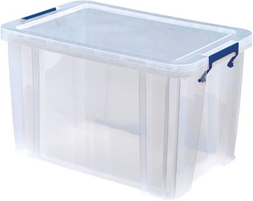 [7730701] Bankers box boîte de rangement 26 litres, transparent avec poignées bleues, emballée individ. en carton
