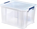 Bankers box boîte de rangement 36 litres, transparent avec poignées bleues, set de 3 pcs emb en carton