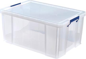 [7731001] Bankers box boîte de rangement 70 litres, transparent avec poignées bleues, emballée individ. en carton