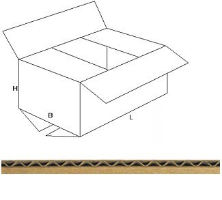 [8010300] Boîte d'expédition, cannelure, 4,5 mm, brun, ft 305 x 220 x 250 mm