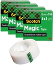 Scotch magic tape ruban adhésif ft 19 mm x 33 m, paquet de 4 rouleaux