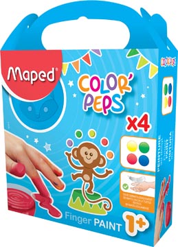 [812510] Maped peinture de doigts color'peps early age, boîte de 4 flacons de 80 ml en couleurs assorties