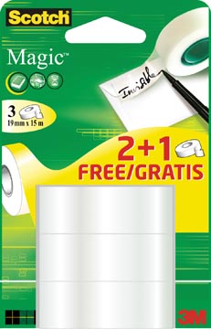 [81915RP] Scotch ruban adhésif magic, ft 19 mm x 15 m, 2 + 1 gratuit