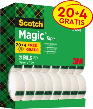 [81933P8] Scotch ruban adhésif magic, ft 19 mm x 33 m, offre spéciale de 24 rouleaux