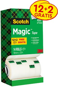 [81933VP] Scotch ruban adhésif magic tape, offre spéciale 12 + 2 rouleaux gratuits
